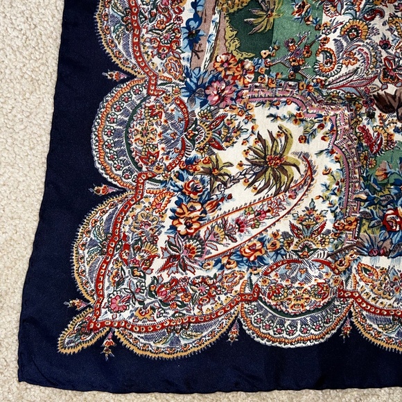 Vintage Liberty of London Silk Scarf: Bugatti Art Deco Blue  Vintage Liberty London silk scarf
